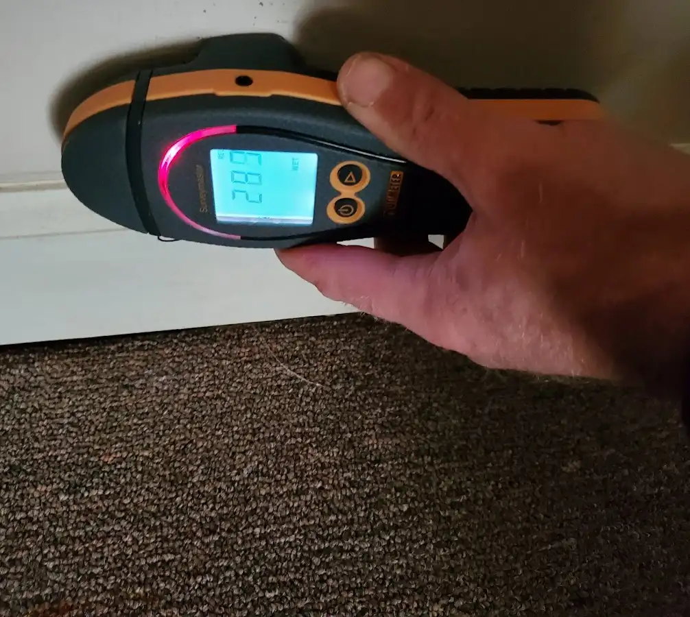 Moisture detection at baseboard during Sewage Cleanup & Sanitation in Coweta